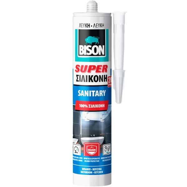 Σιλικόνη Super Αντιμουχλική Για Είδη Υγιεινής Sanitary Λευκή 280ml 66943 Bison