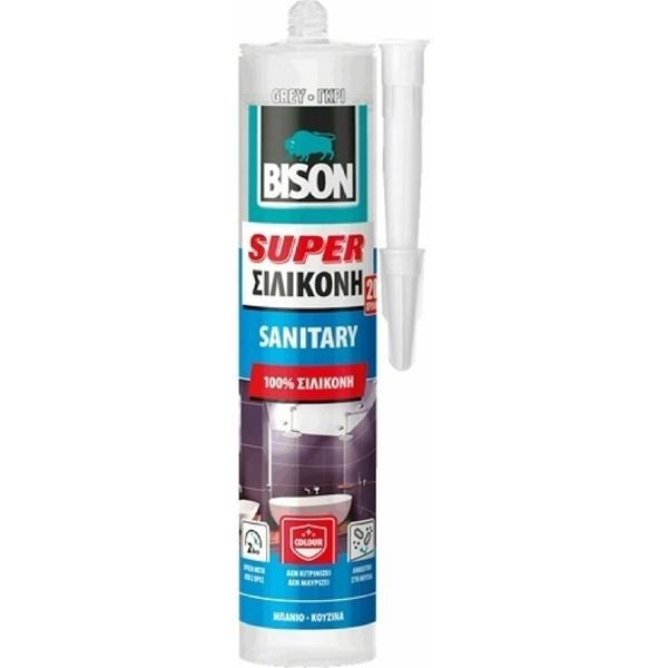 Σιλικόνη Αντιμουχλική για Μπάνιο Super Sanitary Γκρι 300ml Bison