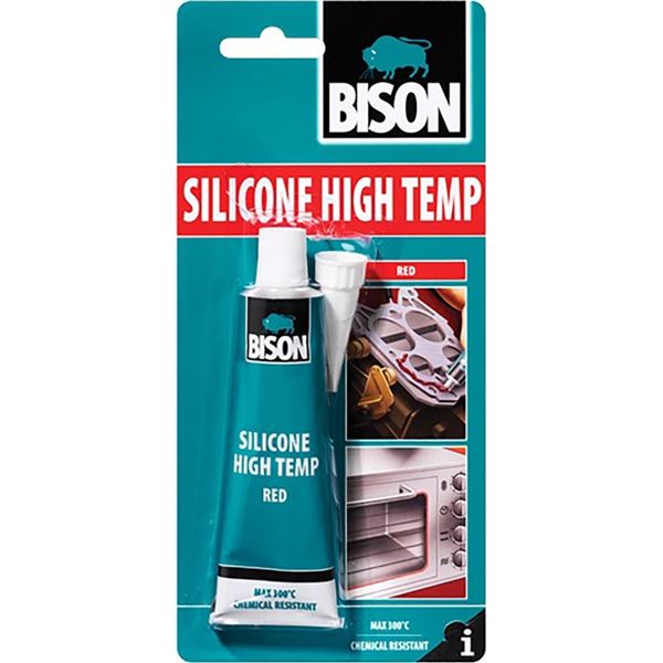 Σιλικόνη Υψηλής Θερμοκρασίας - Φλατζόκολλα 300°C High Temp Κόκκινη 60ml 66528 Bison