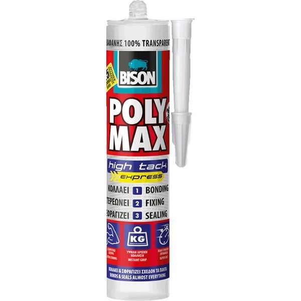 Κόλλα - Σιλικόνη Διάφανη Polymax High Tack Express 300gr 25690 Bison