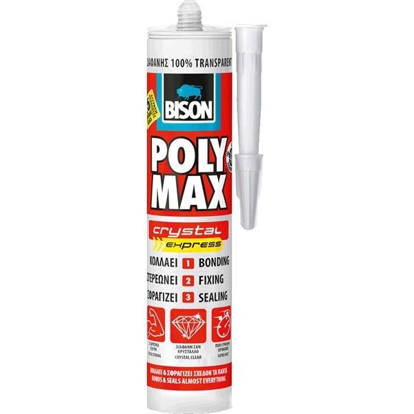 Κόλλα - Σιλικόνη Διάφανη Polymax Crystal Express 300gr Bison