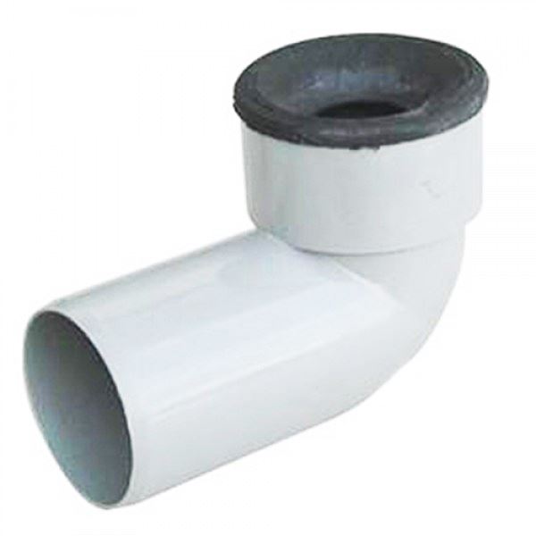 Τερματική Γωνία - Καμπύλη Αποχέτευσης PVC Λευκή Φ40 με Λάστιχο Φ32 90º Drivaplast