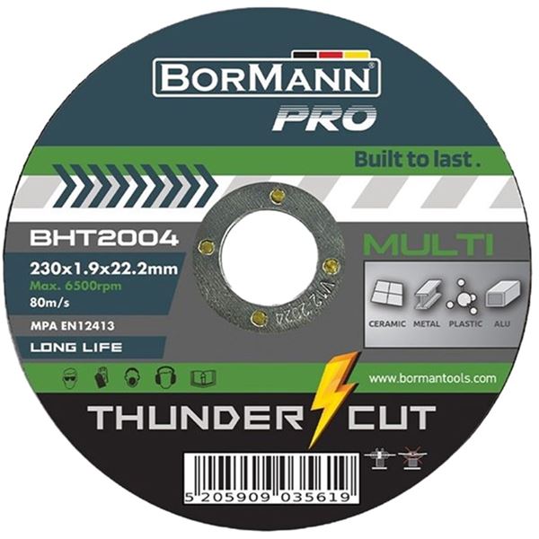 Δίσκος Κοπής Φ230mm x 1.9mm Thunder Cut Multi Cutting Long Life BHT2004 Bormann Pro 035619