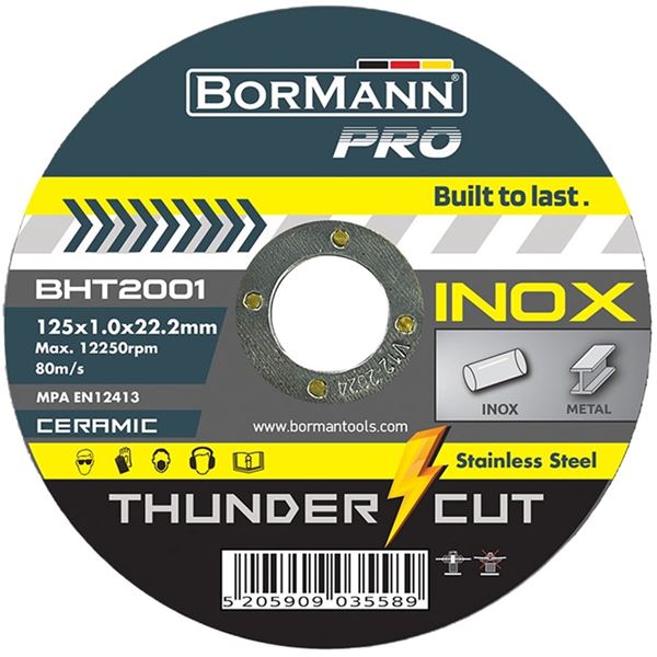 Δίσκος Κοπής Inox Σιδήρου Φ125mmX1mm Thunder Cut Extra Long Ceramic BHT2001 Bormann Pro 035589