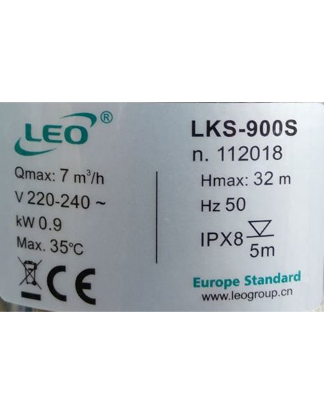 Αντλία Υποβρύχια Ομβρίων Υδάτων Υψηλής Πίεσης Πηγαδιών 900W - 1,2Hp LKS-900S Leo