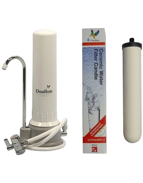 Συσκευή Φίλτρου Νερού Άνω Πάγκου HCP Λευκή Κατά των Αλάτων με Φίλτρο Ultracarb® SI 0,5μm Doulton