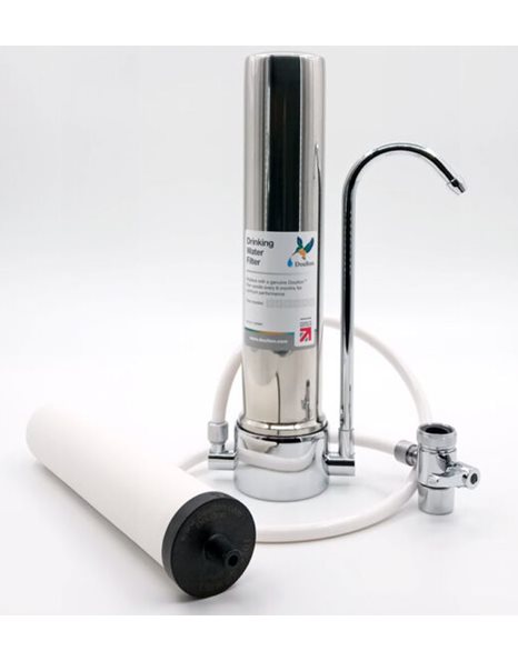 Συσκευή Φίλτρου Νερού Άνω Πάγκου 3/8" HCS Inox & Φίλτρο Ενεργού Άνθρακα Ultracarb® 0,5μm Doulton