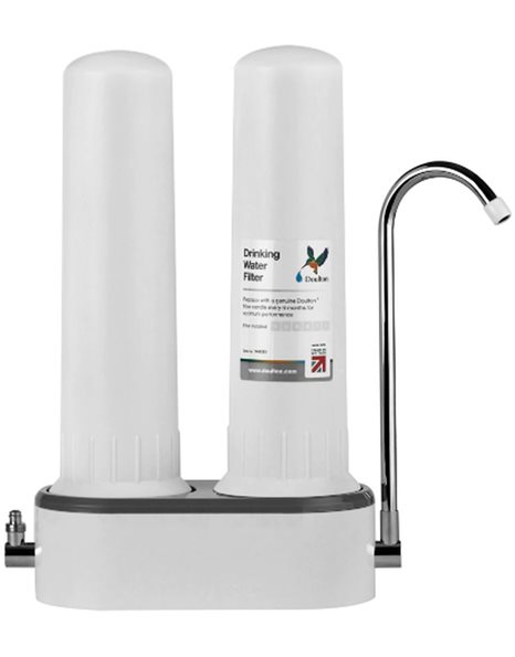 Συσκευή Φίλτρου Νερού Άνω Πάγκου 3/8" HCP DUO με Φίλτρα Nitrate Νιτρικών & Ultracarb 0,5μm Doulton