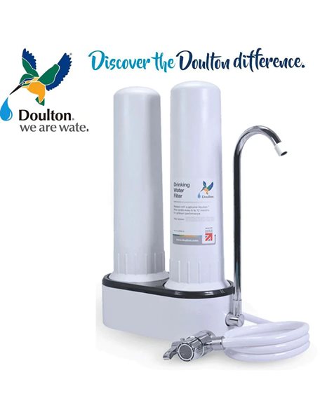 Συσκευή Φίλτρου Νερού Άνω Πάγκου 3/8" HCP DUO με Φίλτρα Nitrate Νιτρικών & Ultracarb 0,5μm Doulton