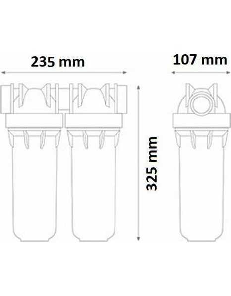Συσκευή Φίλτρου Νερού Κάτω Πάγκου Dp Duo Διπλό Λευκό 1/2" Atlas Filtri 10" με Φίλτρο DFX-CB-10 10mcr Pentek 10" & CBR2-10 0,5mcr Pentek 10"