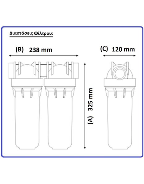 Συσκευή Φίλτρου Νερού Κάτω Πάγκου 3GSL DUO Διπλό Μπλέ 1/2" με Βρυσάκι Deluxe (ΣΕΤ) Pentek 10"