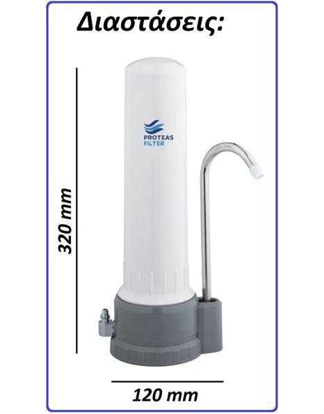 Συσκευή Φίλτρου Νερού Άνω Πάγκου Λευκή PFC-SL-PL Slim Line EW-012-0400 Proteas Filter