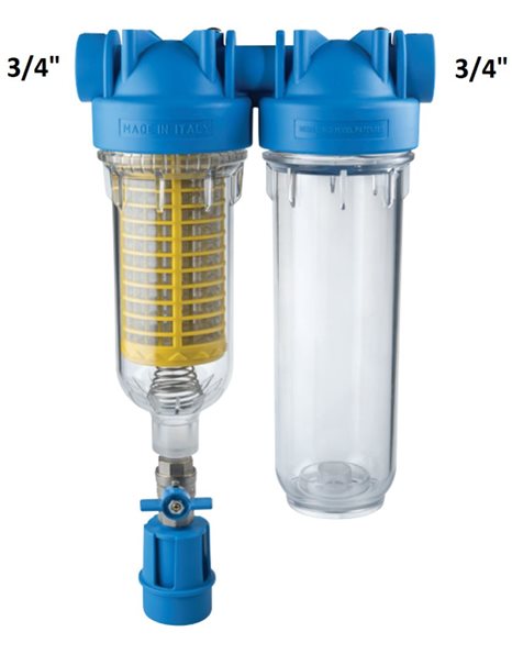 Συσκευή Φίλτρου Νερού Κεντρικής Παροχής Αυτοκαθαριζόμενο με Inox Σίτα RAH 90μm Hydra Duo Διπλό Atlas Filtri