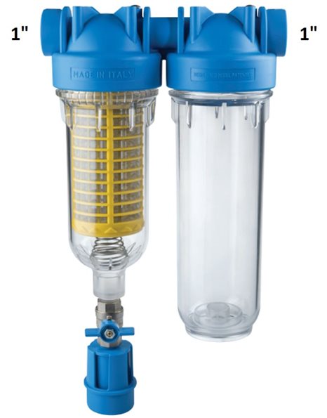 Συσκευή Φίλτρου Νερού Κεντρικής Παροχής Αυτοκαθαριζόμενο με Inox Σίτα RAH 90μm Hydra Duo Διπλό Atlas Filtri