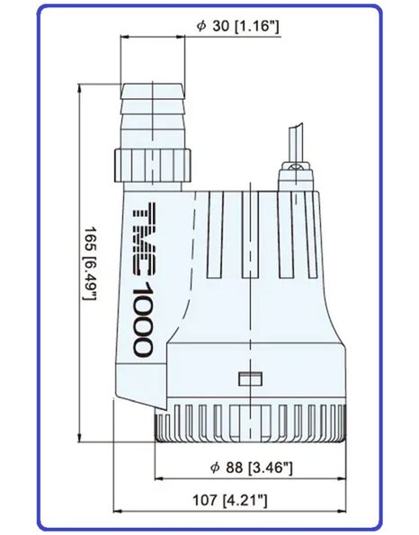 Αντλία Νερού Υποβρύχια Σεντίνας για Σκάφος 12V/DC Φ20/Φ26 - 1000Gal/h 03305 TMC