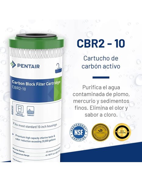 Ανταλλακτικό Φίλτρο Ενεργού Άνθρακα CBR2-10 0,5μm Pentek 10"